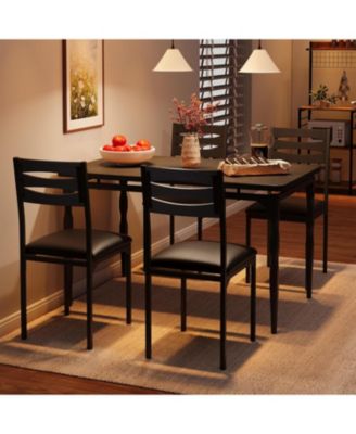 5 Piecs Dining Table Set, Farmhouse Style Dining Table and Chairs Set for 4, Dining Set for Dining Room Kitchen Apartment, Modern Sturdy Table