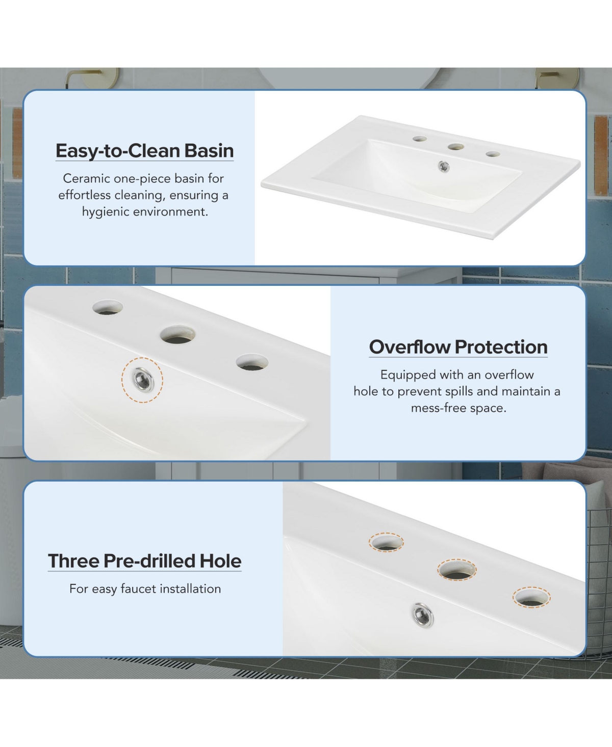 Cesicia Modern Freestanding 48 in. Bathroom Vanity with Ceramic Sink, Soft-Close Doors, Flip Drawer and Double-Layer Door Shelves