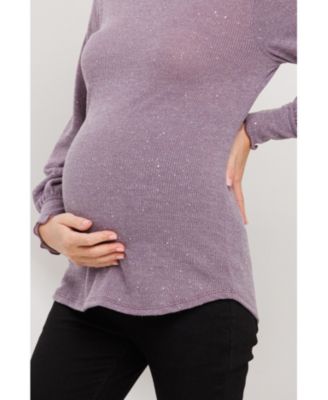 Maternity Shimmer Long Sleeve Mock Neck Top
