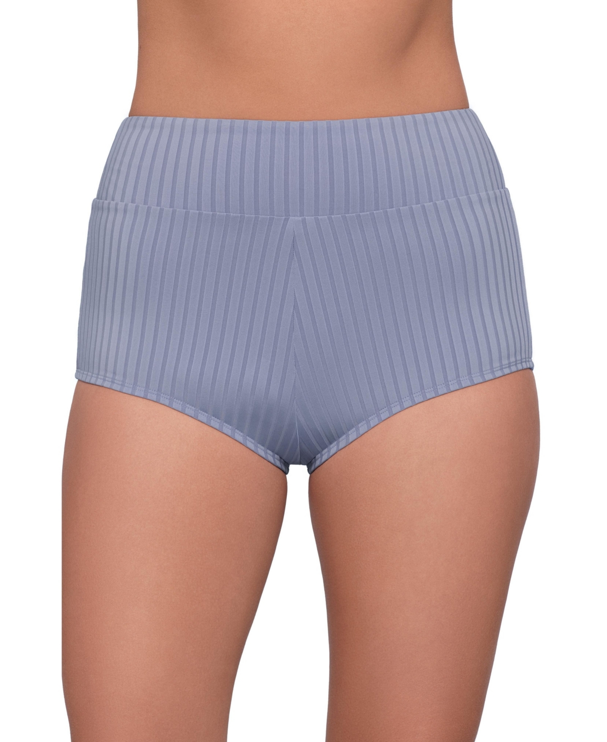 S3 Apparel Women's Smoothing Ribbed Ultra High-Waist Swim Shorts - Scarlet Red