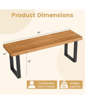 Set of 2 Outdoor Bench 48 Inch Long Patio Dining Bench