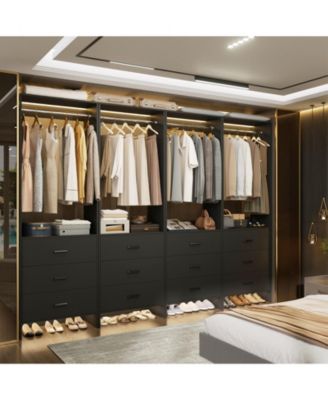 Aheaplus 24" Freestanding Closet Organizer System with Hanging Rods and Drawers