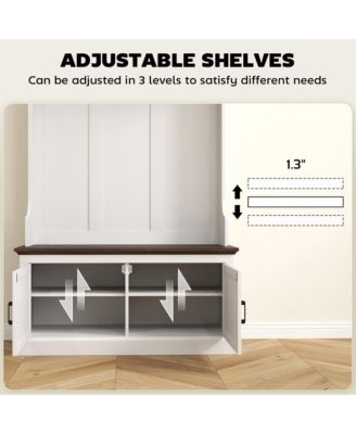 Hall Tree with Shoe Storage, Coat Rack with Shoe Bench,