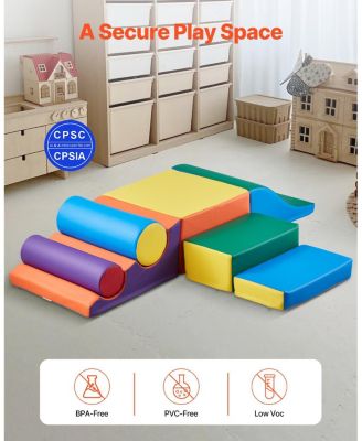 Foam Climbing Toys, 7-Piece Set, PU Leather Soft Play Blocks, Indoor Climb & Crawl Set, Easy Clean, 6M-3Y