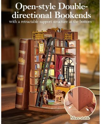 Book Nook Kit, DIY Miniature House Kit, 3D Wooden Puzzle Bookends,Bookshelf Decor, Simple Assembly Dollhouse Kit, Creative Unique Gifts