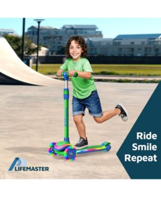 3-Wheel Kids Scooter with Multi-Color Lights, 5-Height Adjustable Handlebar, Wide Anti-Slip Deck, Ages 3+, Supports 150 lbs