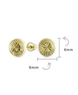 Timeless Real 10K Yellow Gold Half Dome Sparkling Star Design Brust Ball Stud Earrings 6MM