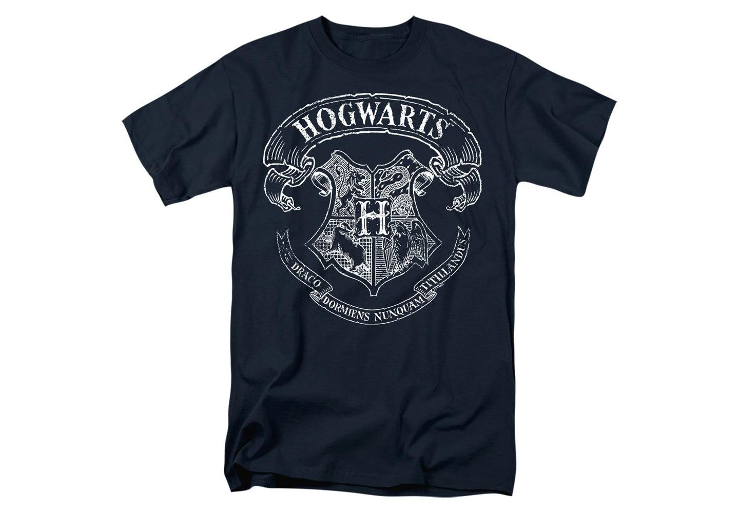Мужская футболка Harry Potter Hogwarts School Crest, цвет: Тёмно-синий — фото 1