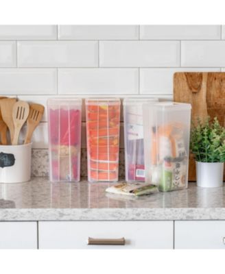 USA Vertical Plastic Flip Top Storage Containers with Lids for Home & Office, Clear, 4Pk