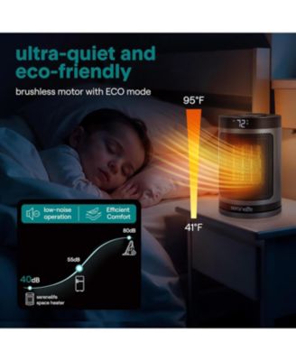 Portable Space Heater, 1500W PTC Ceramic Heater with Thermostat, Remote, 12-Hour Timer, 3 Modes, Oscillation, Grey