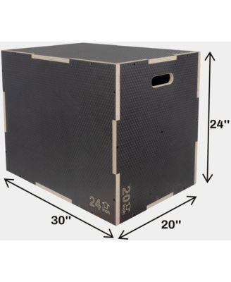 30" x 24" x 20" Wooden Plyo Box Non-Slip Jump Platform, Gray