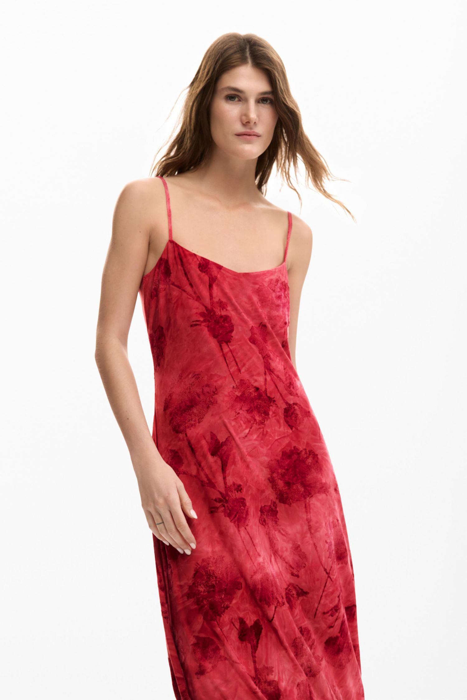 Women's Flocked strap dress