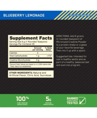 Micronized Creatine Powder, Blueberry Lemonade, 60 Servings