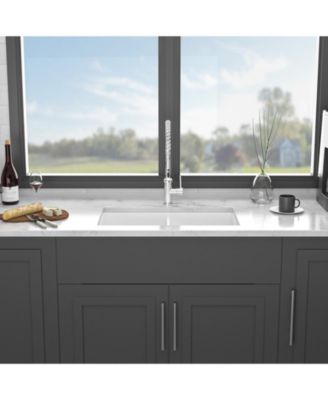 32x19x10inch White Fireclay Double Bowl Kitchen Sink Undermount Dual Mount