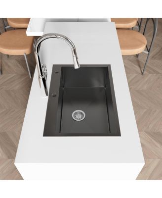 23x19inch Black Stainless Steel Kitchen Sink Undermount Single Bowl Handmade