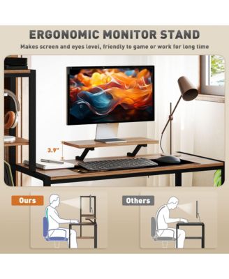 Computer Desk with Monitor Sd 4-Tier Shelf Home Office Desk