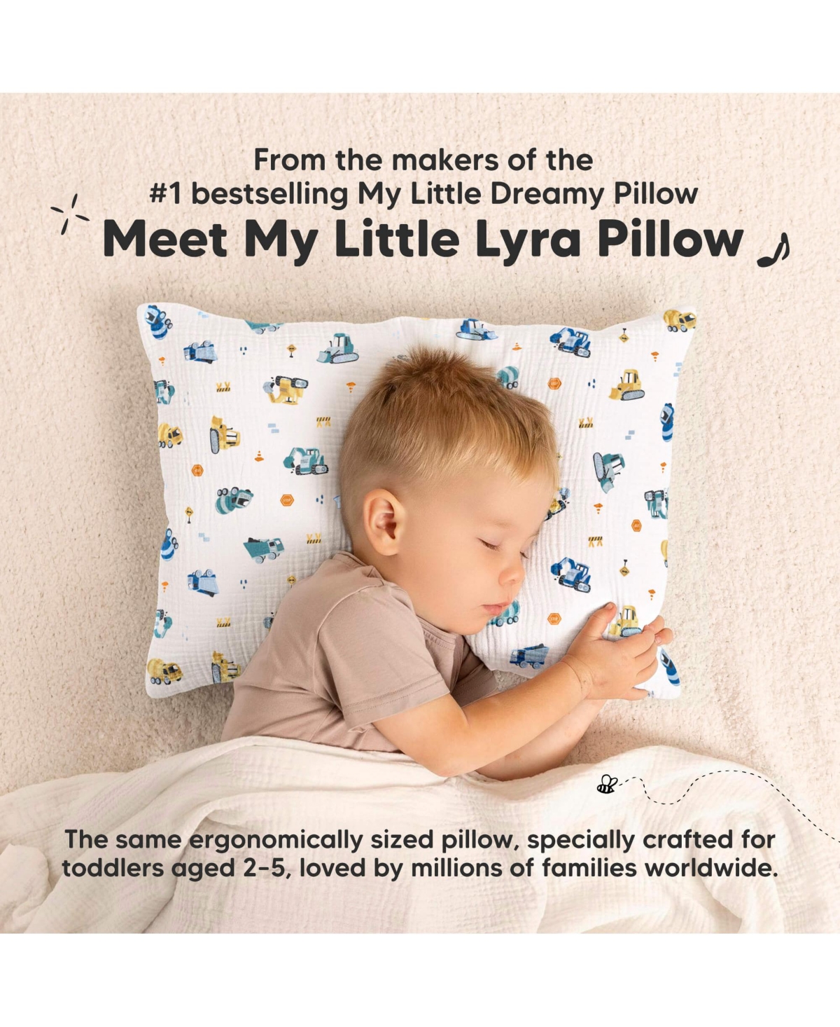 KeaBabies Toddler 1-Pack Lyra Muslin Pillow with Pillowcase 13x18, Organic Cotton for Boys, Girls, Sleeping, Travel