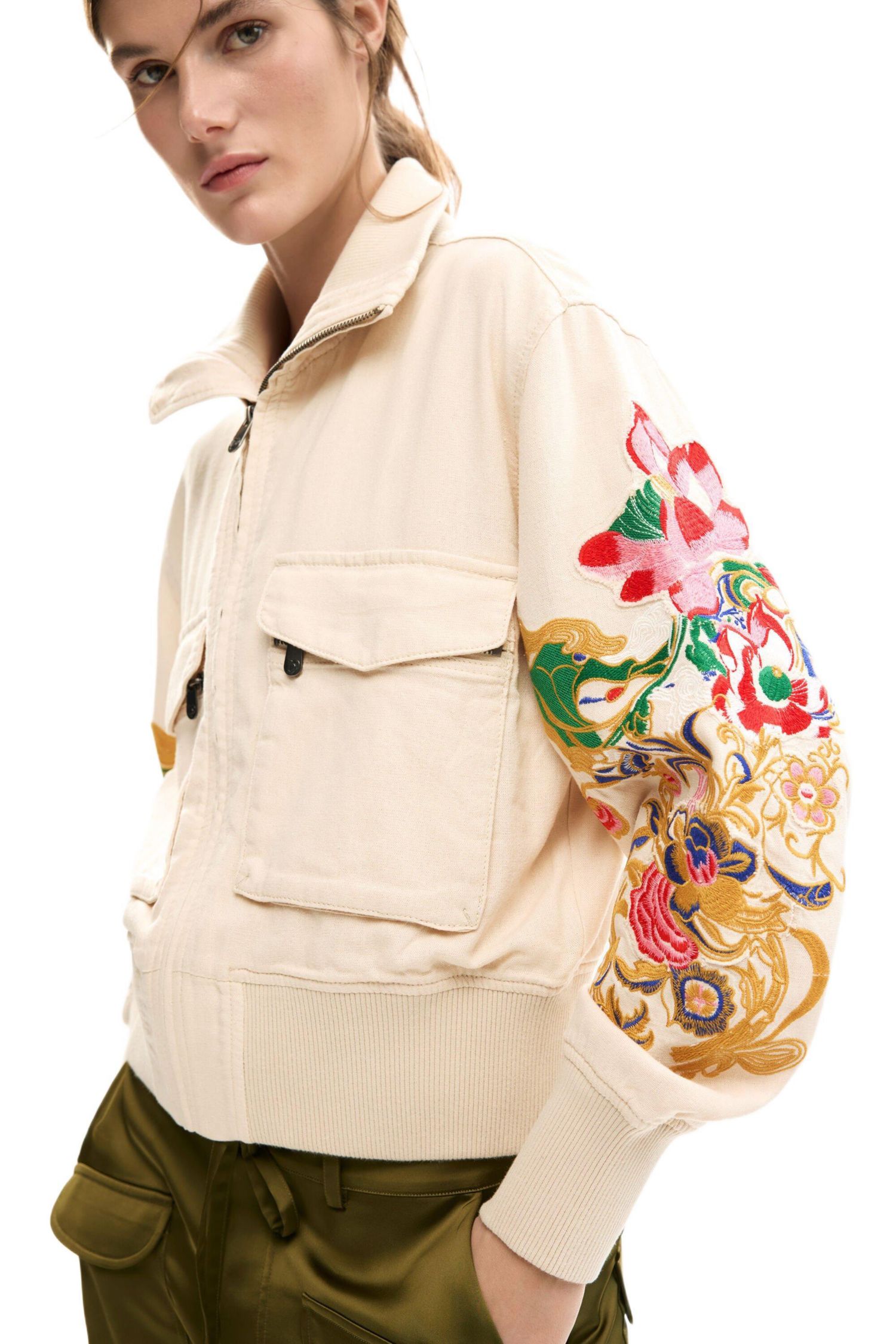 Women's Patch jacket with flowers