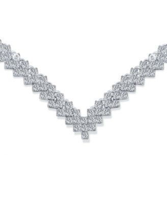 Art Deco Style Cubic Zirconia Statement CZ Collar Statement V Decollete Necklace