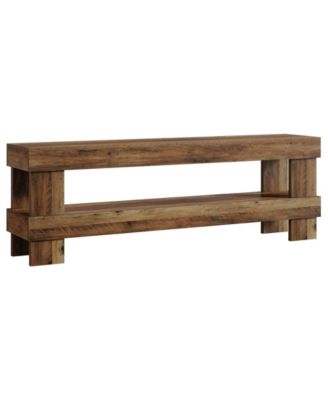 Entryway Bench, 59-Inch Farmhouse Shoe Bench Seat, 2-Tier Narrow Long End of Bed Storage Benches, Rustic Brown