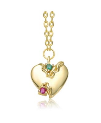 Elegant 14K Gold Plated Sparkling Colored Cubic Zirconia Heart Necklace