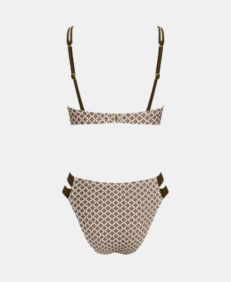 Women's V-Neck Triangle Bikini Set with Side Tab Bottom