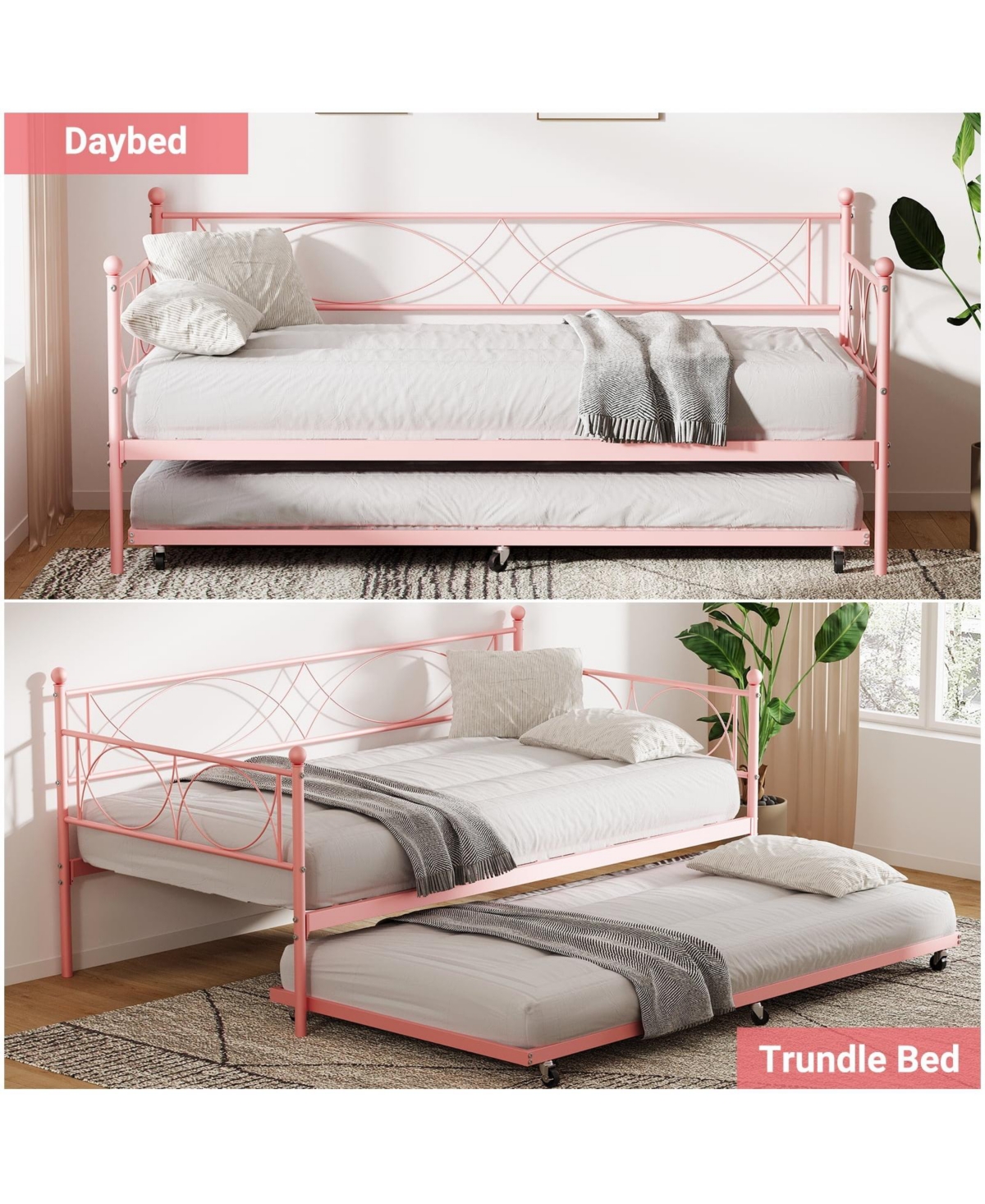 gaomon Twin Size Daybed Metal Daybed Frame Space Saving, for Living Room, Guest Room