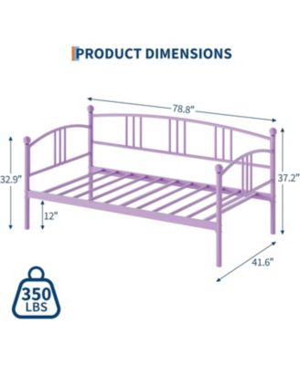 Daybed, Sturdy Metal Day Bed with Steel Slat Support, Arched Headboard Sofa Bed for Living Room