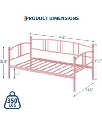 Daybed, Sturdy Metal Day Bed with Steel Slat Support, Arched Headboard Sofa Bed for Living Room - Twin