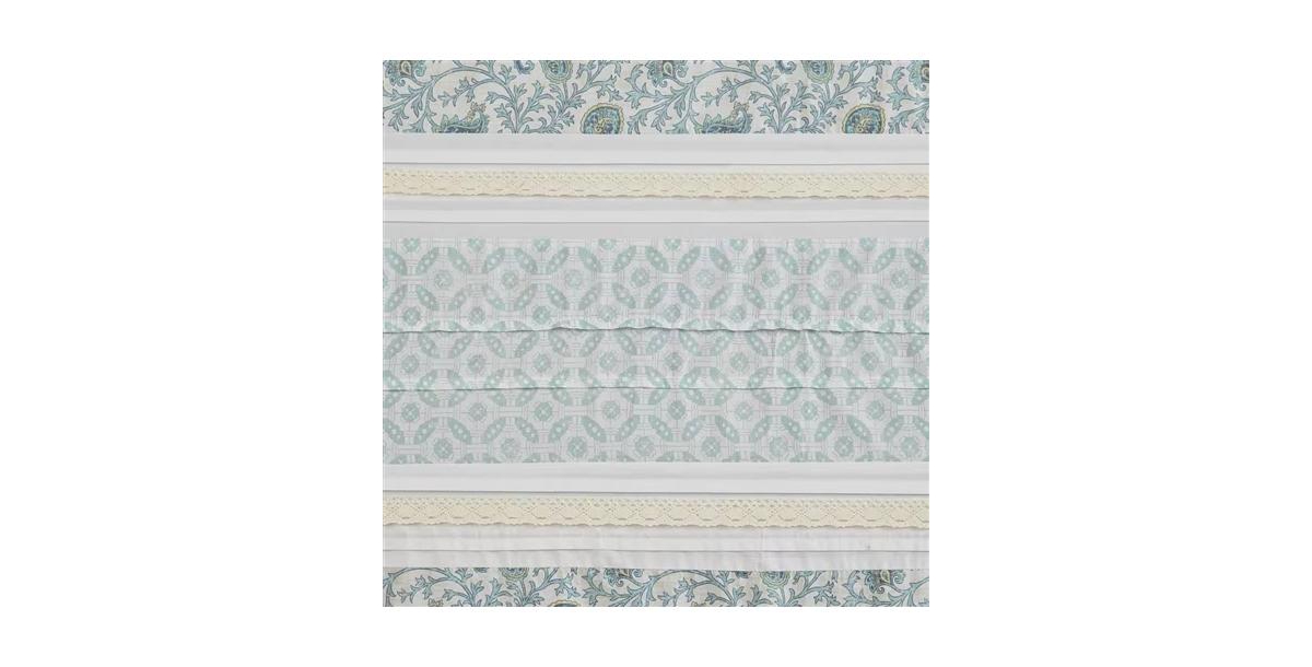 Slickblue 72 x 72-in Cotton Shower Curtain with Teal Blue Grey Cream White Paisley Pattern