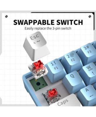 Hot-Swappable Red Switch, Rainbow Backlight,25 Anti-Ghosting Keys 63-Key Wired Mechanical Keyboard
