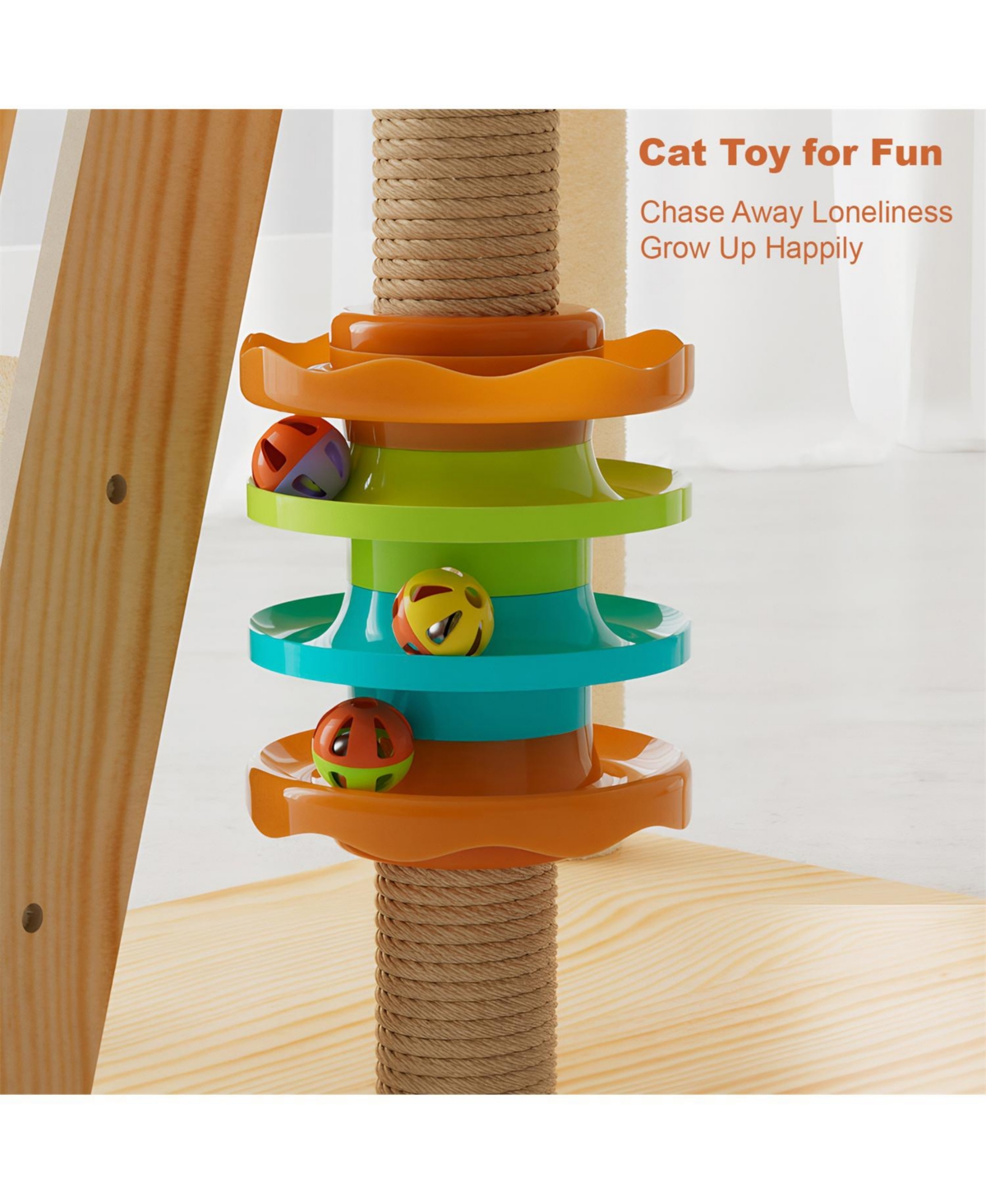 Aostirmotor 59" Modern Cat Tower with Sisal-Covered Scratching Posts in Natural