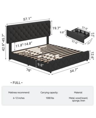 Full Size Bed Frame Space Saving, for Living Room, Guest Room
