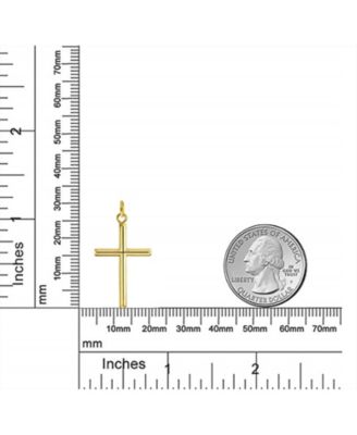 Religious Jewelry Simple 14K Yellow Gold Cross Pendant Necklace Chain Not Included
