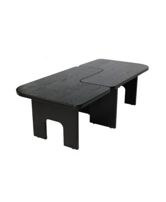 Modern Black Wooden Nesting Coffee Table Set, 70.86" Extendable Splicing Center Table for Living Room