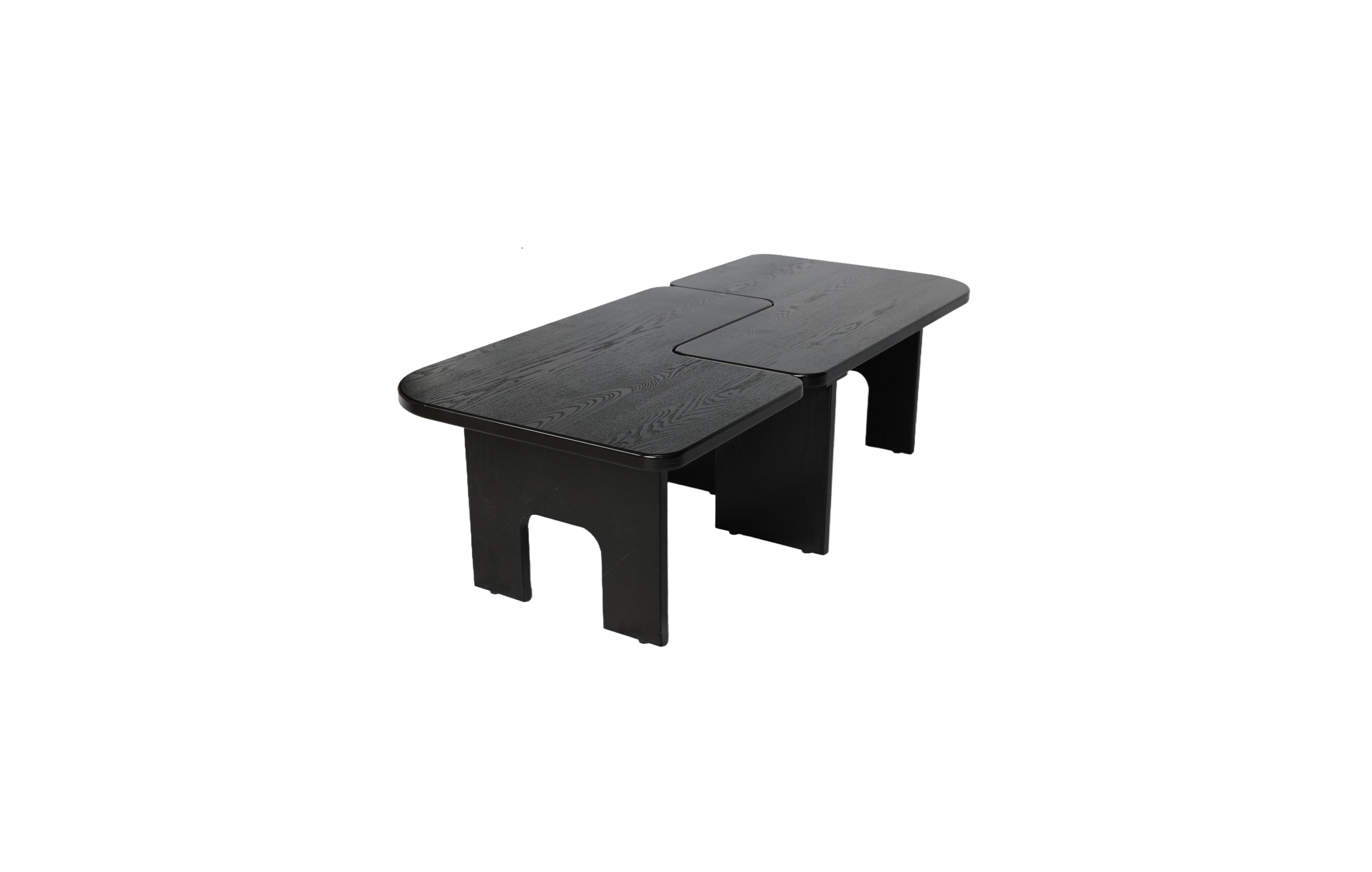 Boyel Living Modern Black Wooden Nesting Coffee Table Set, 70.86" Extendable Splicing Center Table for Living Room