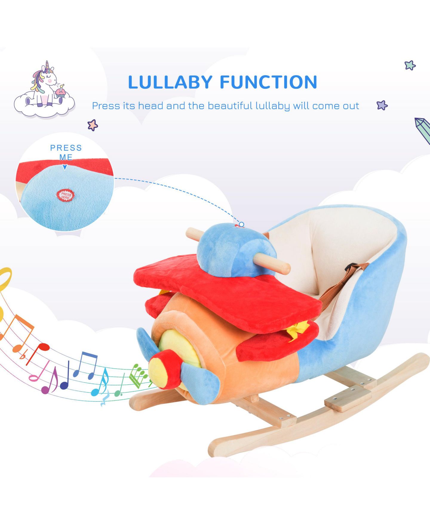 Детская мягкая игрушка Qaba Baby Plush Rocking Horse with Realistic Sound, Ages 18 Months+ — фото 4