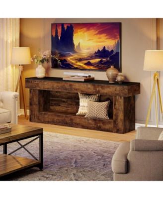 63-inch TV Stand with Storage, Entertainment Center for 60/65/70 Inches TVs, Rustic Media TV Console with Open Storage Space