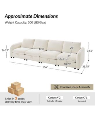 Terencio Modern Modular Storage Sectional Sofa with Hassle-free Assembly