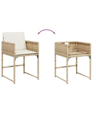 Patio Chairs with Cushions 4 pcs Beige Poly Rattan
