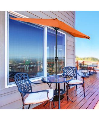 9' Half Round Patio Umbrella, Red