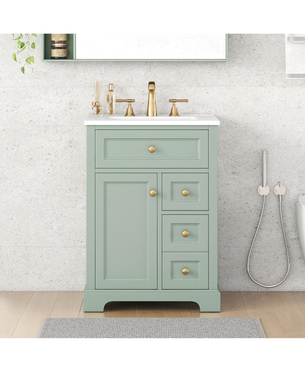 Cesicia 24 in. Bathroom Vanity with Sink, 3 Drawers & Cabinet 2-Tier Door Storage Rack, Soft-Close for Small to Medium Bathrooms