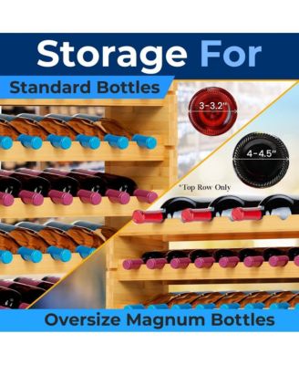 12-Tier Bamboo Wine Shelf for 108 Bottles with Adjustable Shelves