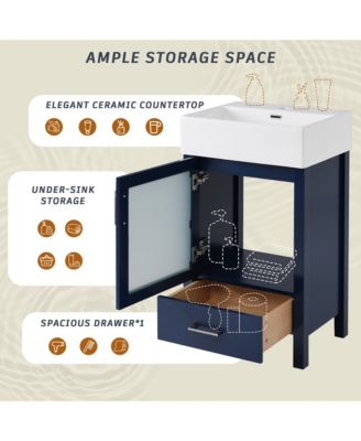 20 in. Bathroom Vanity with Ceramic Sink and Ample Storage for Small Bathrooms