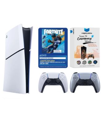 PlayStation 5 Disc Fortnite Flowering Chaos Bundle with Extra Controller and MightySkins Code - Sterling Silver