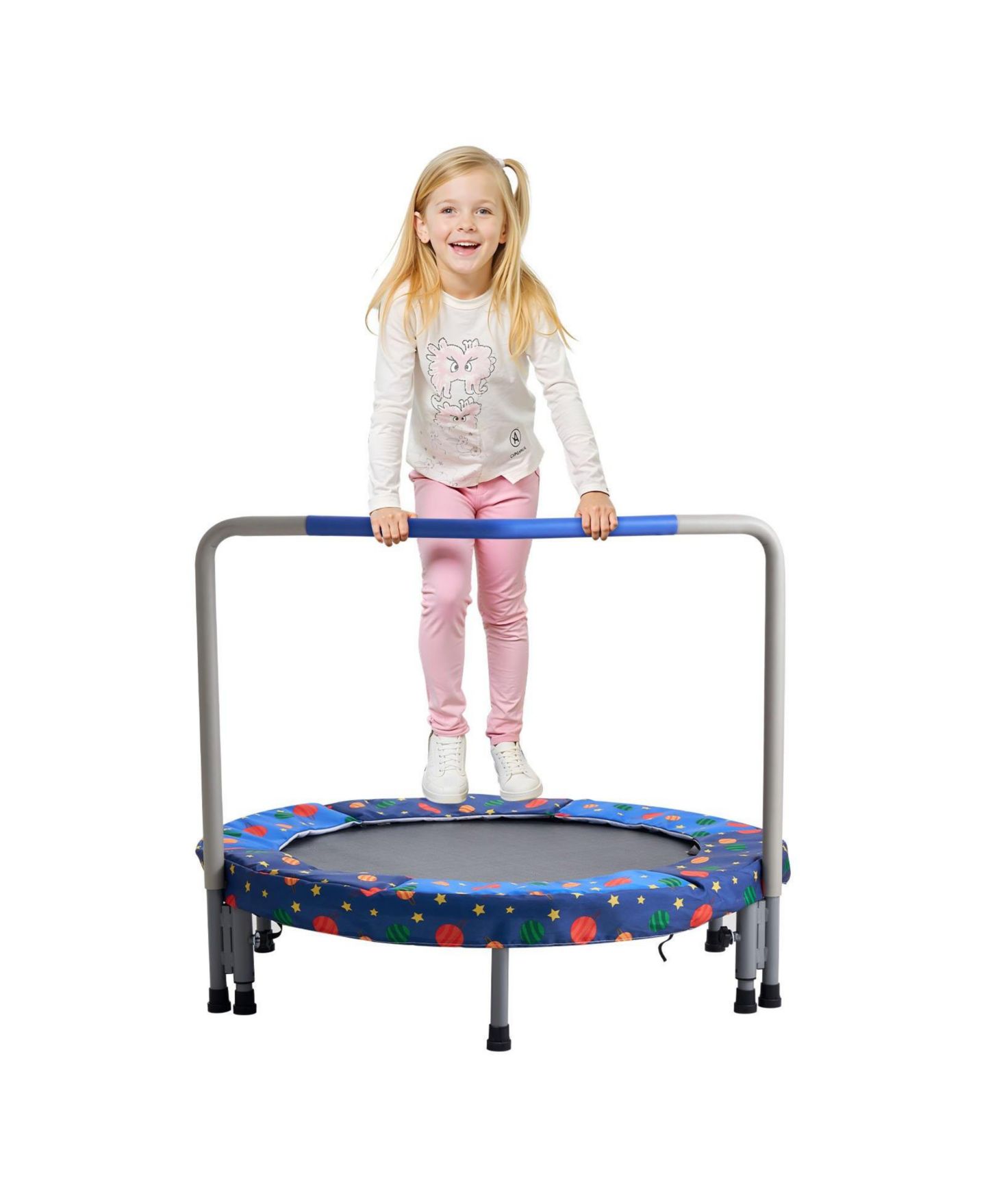 Детская игрушка Mecale 36" Foldable Mini Trampoline with Handle, 220 lb Capacity, Ages 3+, цвет: Синий — фото 9