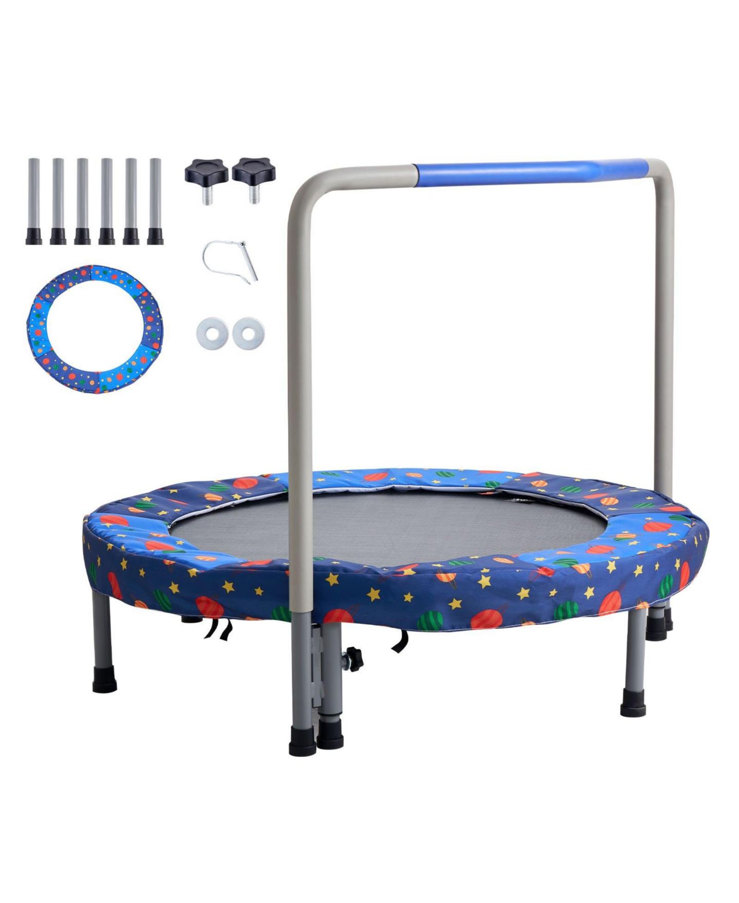 Детская игрушка Mecale 36" Foldable Mini Trampoline with Handle, 220 lb Capacity, Ages 3+, цвет: Синий — фото 10
