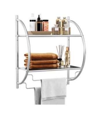 2-Tier Wall Mount Shower Organizer Towel Storage Rack
