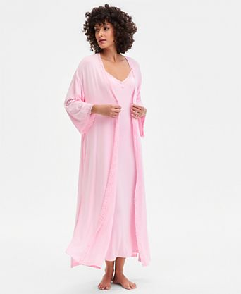 Women's Lace-Trim Knit Robe