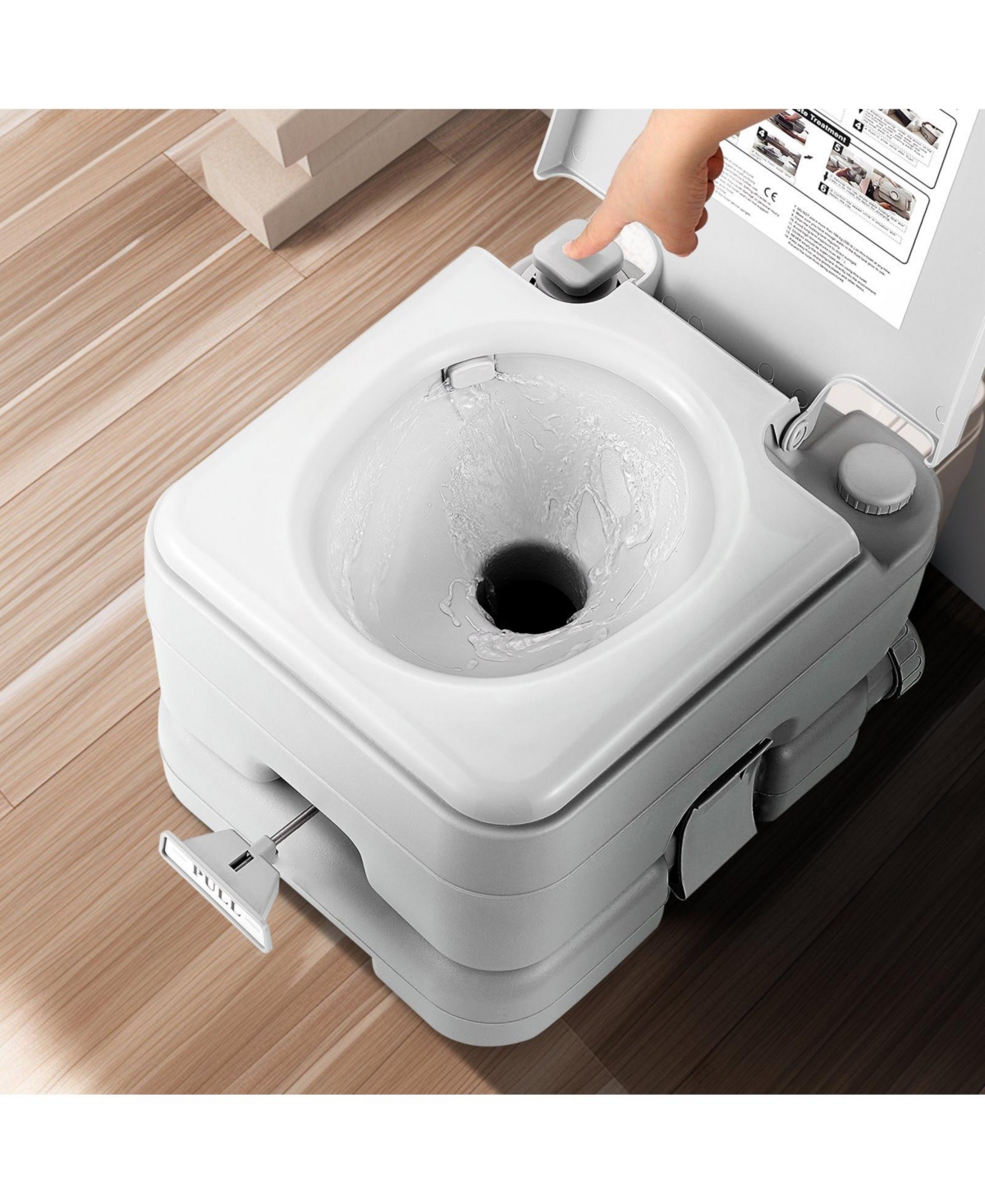 Mecale Portable Camping Toilet with Carry Bag, Rv Toilet with 3.2 Gal Waste Tank, Push-Button Pressurized Flush Commode